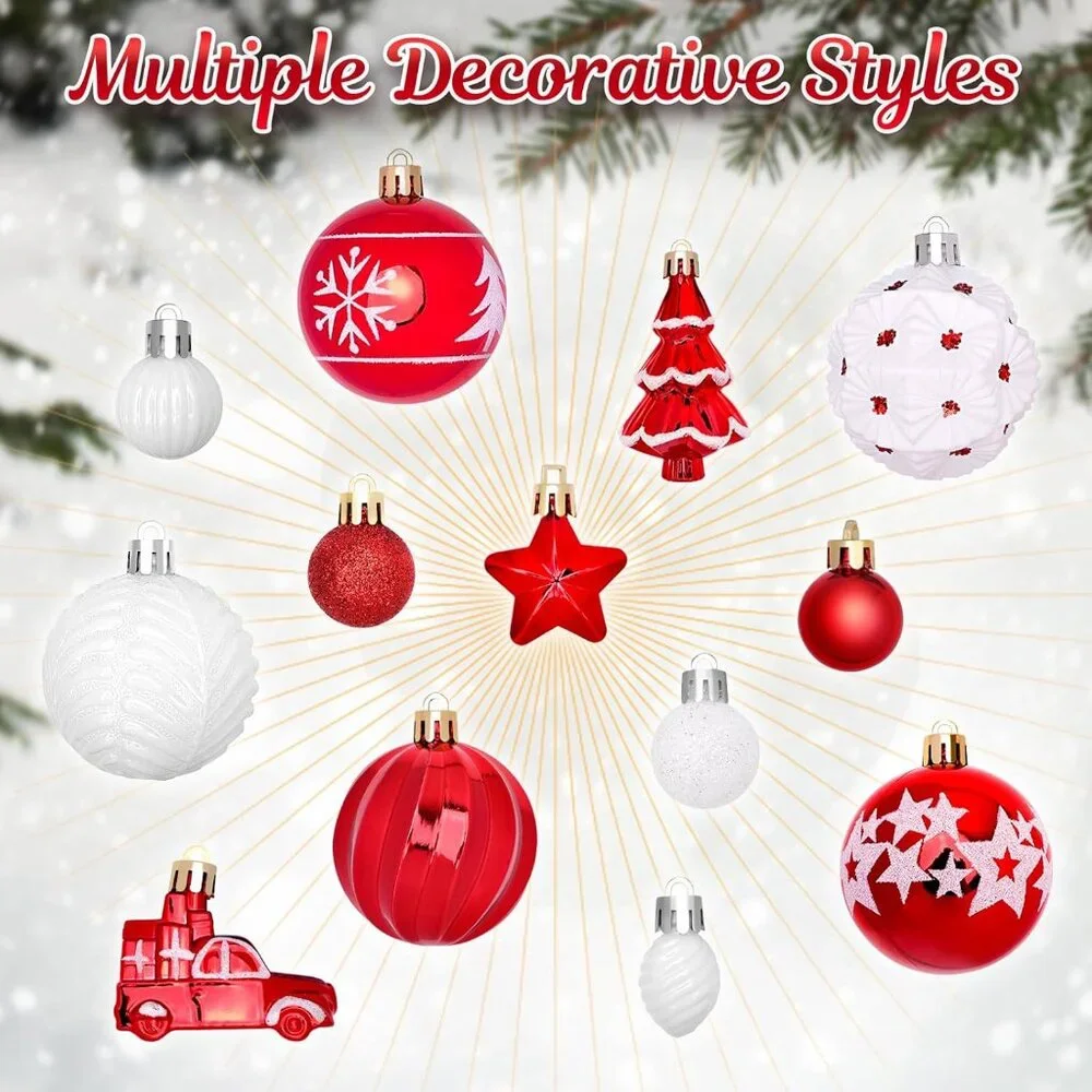 42 Pcs Christmas Ornaments Various Styles of Christmas Ball Holiday